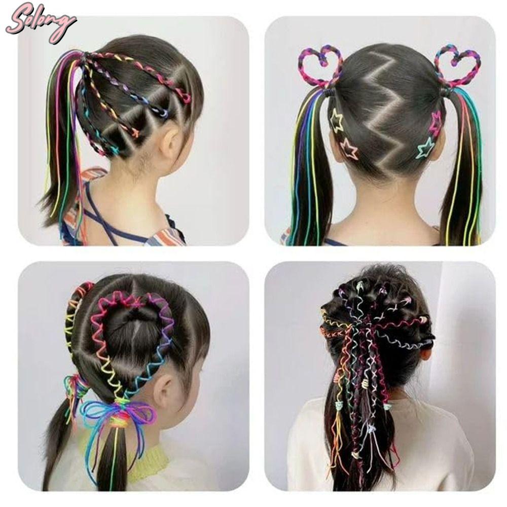 COMME 16 / 24 / 32 Chiếc Dây Buộc Tóc, Màu Gradient Cầu Vồng Bện Dây Tóc Nhiều Màu Sắc, Dây Buộc Tóc