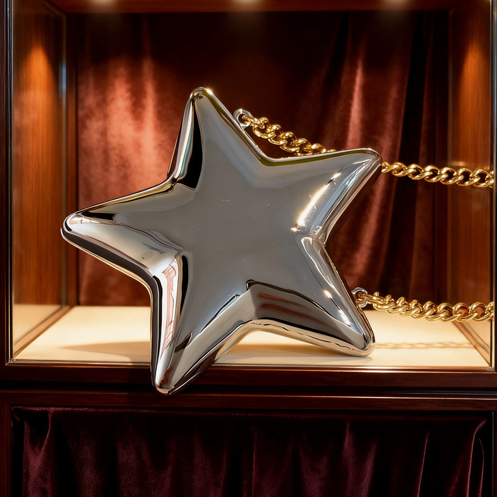 1X2Y Five-pointed star necklace, openable five-pointed star hollowed-out full-diamond long necklace