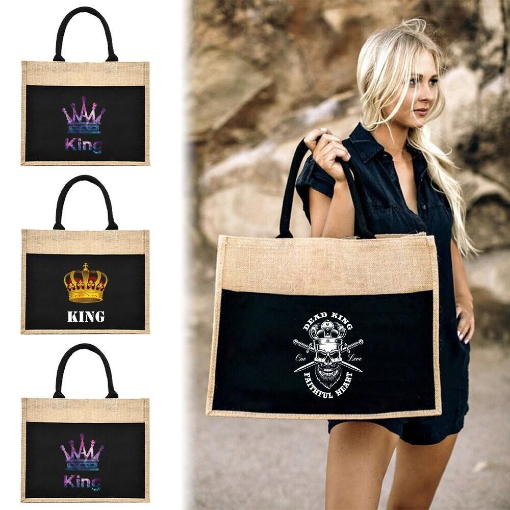 Floral Print Tote Bag Fashion Portable Bag Mommy Bag Casual Handbag King Printing Series