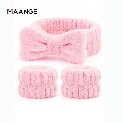Băng đô và dây đeo cổ tay MAANGE Bộ ba dụng cụ làm sạch da mặt và chống ẩm cần thiết cho phụ nữ 51825