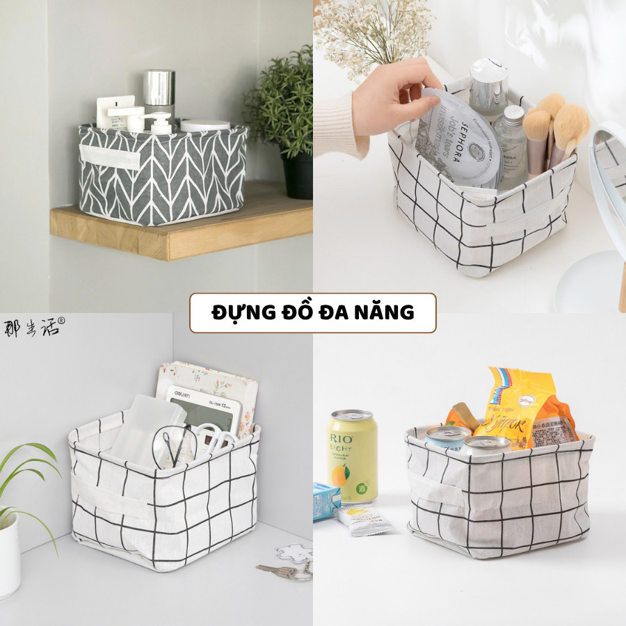 Giỏ Vải Đựng Đồ Đa Năng ENODA HOME, Túi Hộp Vải Chữ Nhật Đựng Đồ Cá Nhân Phong Cách Vintage HV006 | BigBuy360 - bigbuy360.vn