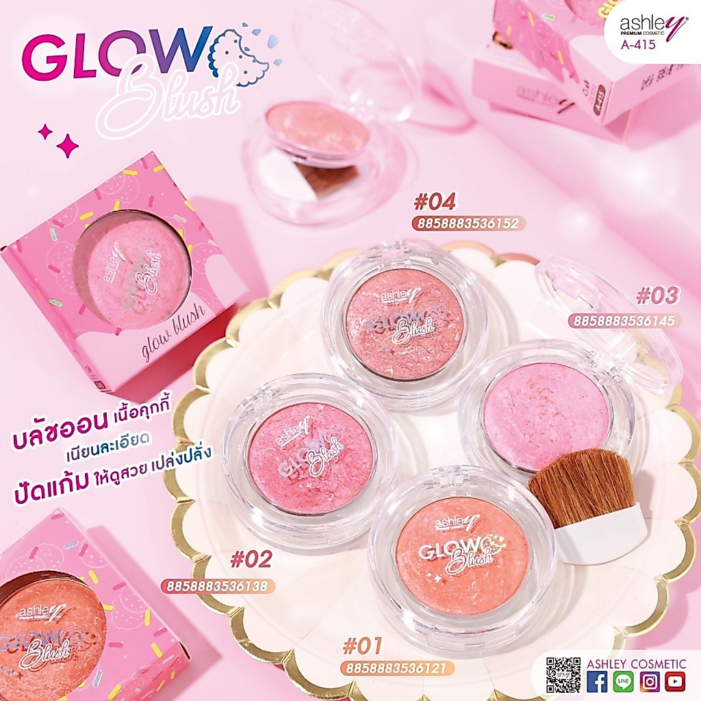 Má Hồng Dạng Dánh Quy Siêu Mịn, Mịn Đẹp Ashley Glow Blush A415 7,8g