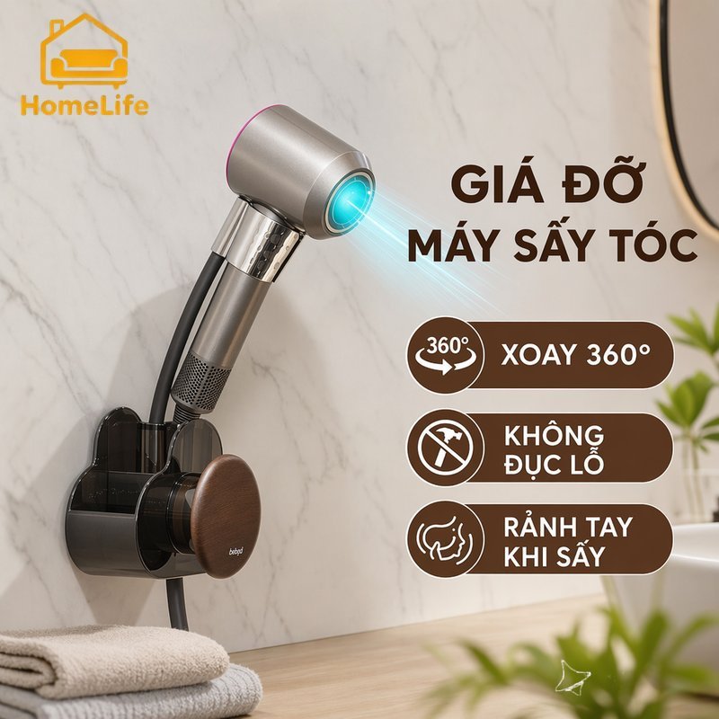 Gia Treo May Say Toc Treo Tường Khong Khoan Xoay 360 Do Nhua Cao Cap Cho Phong Tam Gon Gang