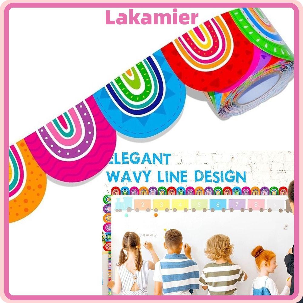 LAKA 1 Cuộn Bảng Phấn Biên Giới, Giấy Biên Giới DIY 5.5cm, Giấy Tự Dính Biên Giới Lớp Học Trang Trí 