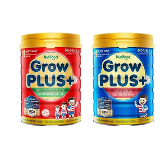 Sữa bột GrowPlus+ NutiFood Xanh/Đỏ - Lon 900g Chính hãng NutiFood