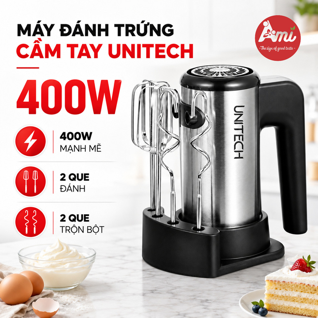 Máy Đánh Trứng Cầm Tay Unitech 400W – Đơn Giản, Hiệu Quả, Đa Năng