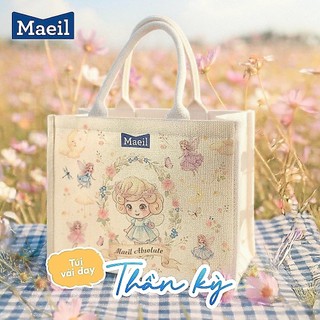 [Maeil Fairy] Túi Vải Đay Maeil Fairy cỡ lớn đa năng, có khóa kéo, mang đi sinh, đi làm, đi chơi...