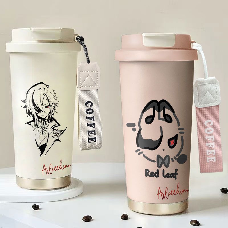 Genshin Impact / Arlecchino / Arlecchino Thermos Cup 316 Liner Coffee Cup Genshin Di Động Dây Cốc Nư