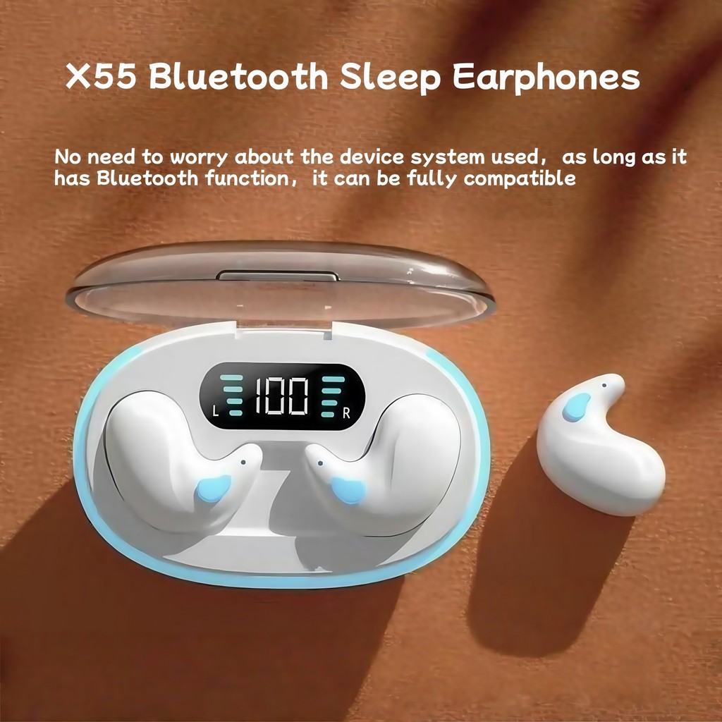 Tai nghe ngủ Bluetooth siêu mỏng X55, thiết kế bán trong suốt, điều khiển nút, gọi Bluetooth thông minh