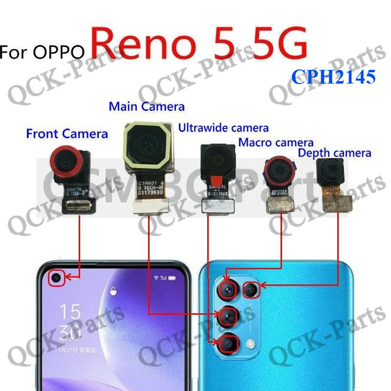 Dành Cho OPPO Reno 5 5G CPH2145 Phía Trước Phía Sau Camera Chính Mặt Trước Camera Module Mềm Cáp Thay Thế Một Phần