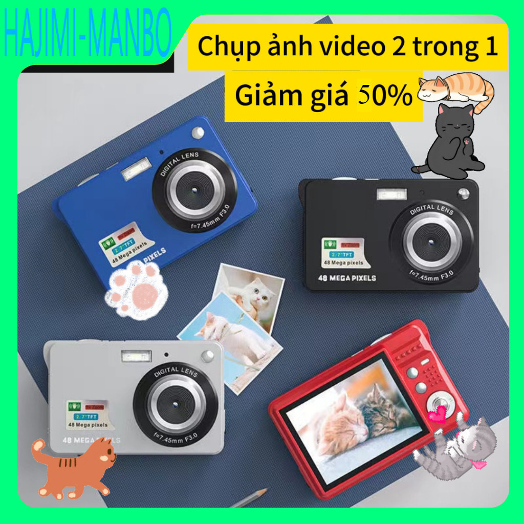 ✨✨ Máy ảnh kĩ thuật số digital mini camera v2 - quay, chụp 48MP, siêu mỏng nhỏ gọn