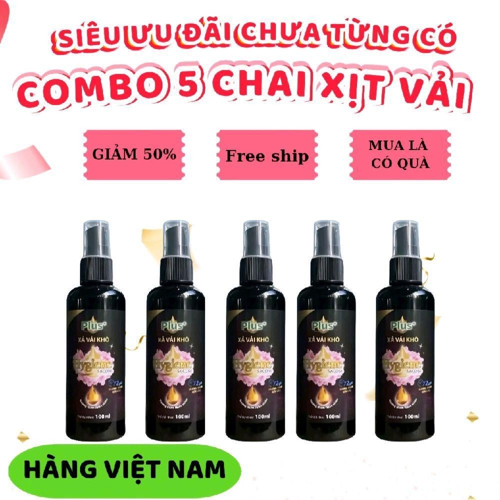 Combo 5 Chai Xịt Vải Khô Quần Áo 100ml Hygene Việt Nam SX