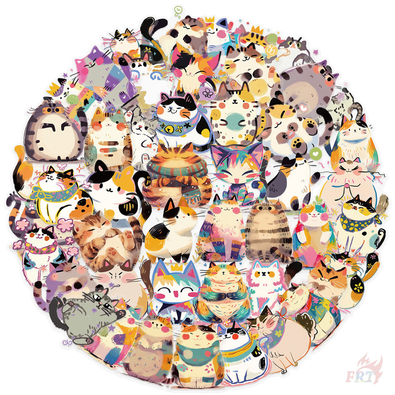 50 Cái / bộ ❤ Q Watercolor Cats Series 01 Nhãn dán trong suốt PET ❤ Nhãn dán đề can Doodle chống thấ