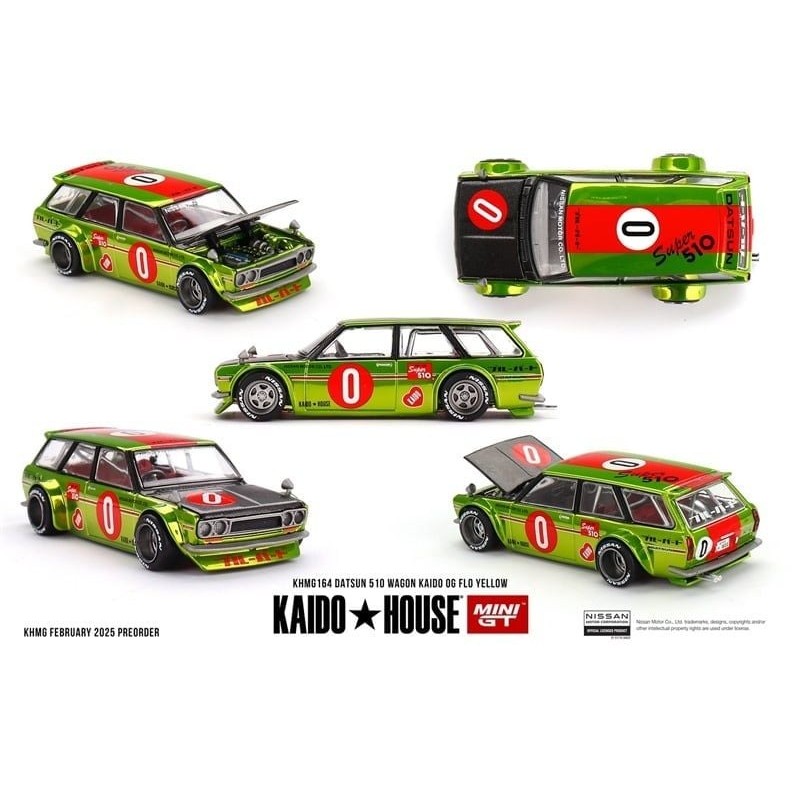 Mô Hình Xe Kaido House KHMG164 Datsun 510 Wagon Kaido 0G Flo Yellow
