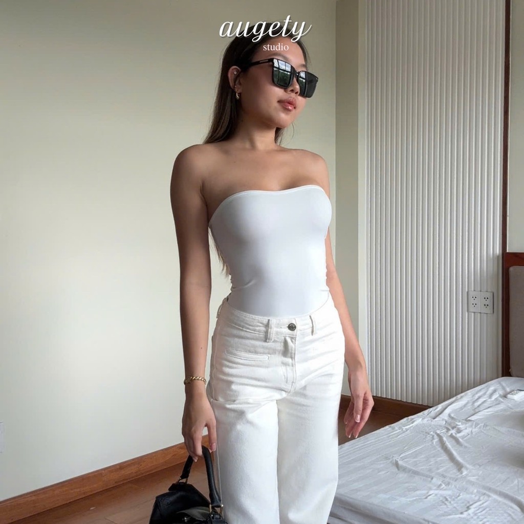 Áo Ống Nữ Chiết Eo Tôn Ngực Vải Thun Cao Cấp Premium Leisure Augety Studio, SAGE TUBE TOP