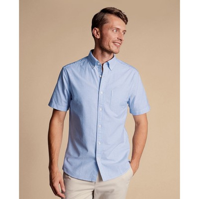 CHARLES TYRWHITT - Áo sơ mi nam cổ bẻ tay ngắn Oxford Stripe_CSR0957-OCE