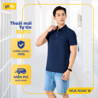   Áo thun polo nam cổ bẻ YODY vải mắt chim tay ngắn thoáng mát chuẩn form APM7459