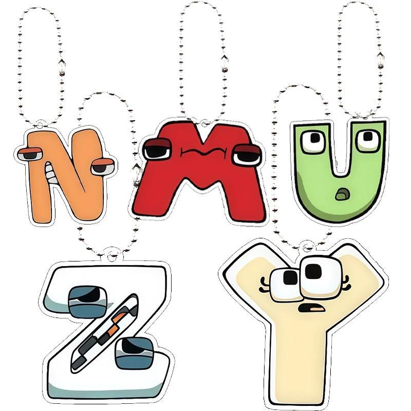 26 Letter Anime Alphabet Lore  Creative Móc khóa mica Chain Women Men Bag Charm  Jewelry Car mica