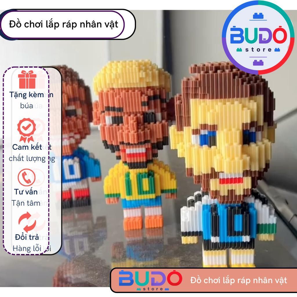 nanoblock bearbrick ronaldo messi neymar Mbappé mini bóng đá Đồ chơi Xếp hình lắp ráp mô hình mini d