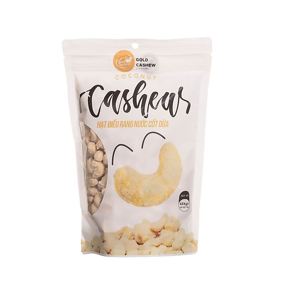 Hạt Điều Rang Nước Cốt Dừa Hàng Cao Cấp Xuất Khẩu Túi Zip 454gr