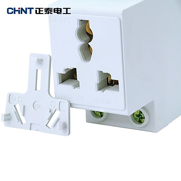 (CHINT) Ổ cắm 2 chân, 3 chân CHINT đảm bảo an toàn AC30-103,AC30-124 dòng 16A gắn trên thanh ray