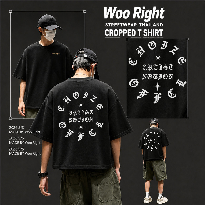 COD Giao hàng 24 giờ Woo Right Boxy crop tee Oversiz crop T-Shirt ARIST NOTION