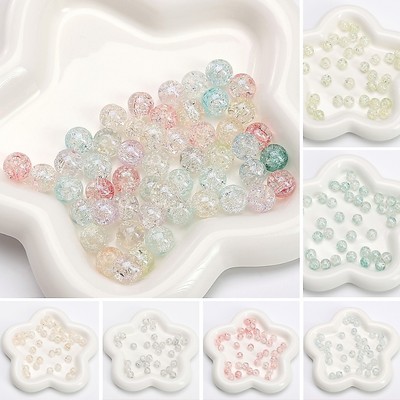 10mm Thủy Tinh Cao Trắng Hoa Hào Quang Thuốc Nhuộm Xịt Xanh Bột Tròn Hạt DIY Handmade Vòng Tay Vòng Cổ Phụ Kiện Trang Sức