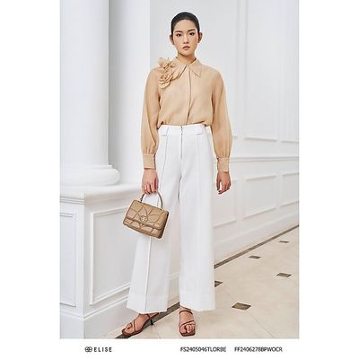 Quần suông trắng thiết kế Elise FF2406278BPWOCR
