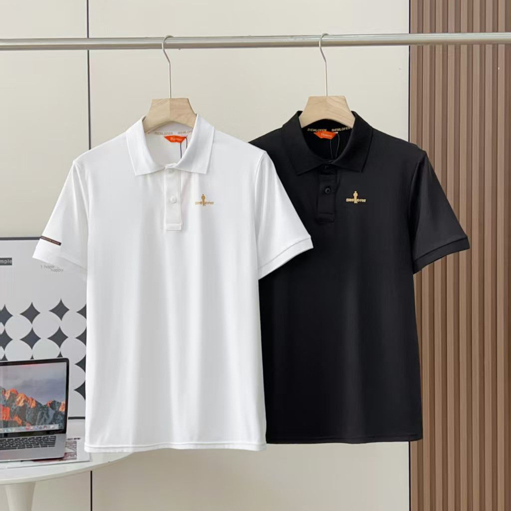 CQKL Beyoung Xuân Hè Phong Cách Mới Nam Công Sở Ve Áo Thun Ngắn Tay Áo Sơ Mi polo