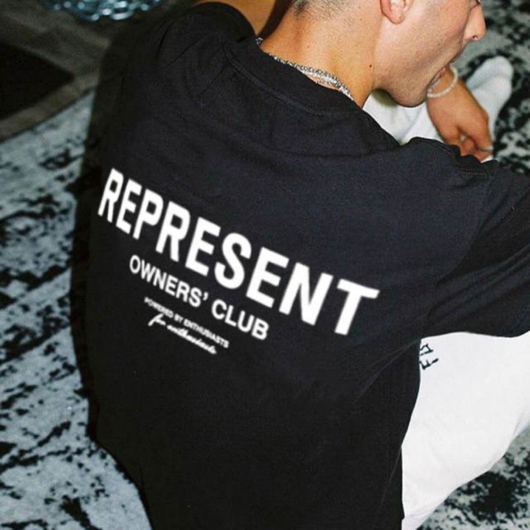 GZEA REPRESENTREP OWNERS CLUB In Hình Tay Ngắn Retro Rời Cổ Tròn Cặp Đôi Áo Thun