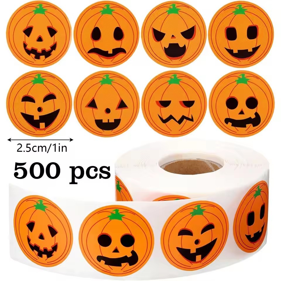 500 Chiếc Halloween Bí Ngô Hoạt Hình Dán Trang Trí Bí Ngô Đảng Dán Thêu Sò Đồ Dùng Halloween