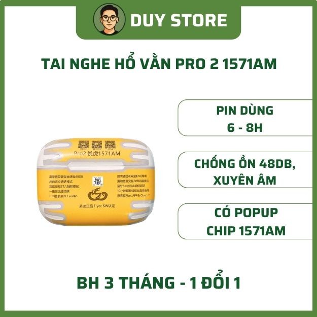 Tai Nghe Hổ Vằn Pro 2 1571AM Có POPUP - Tai Nghe Bluetooth Chống Ồn 48DB, Xuyên Âm - BH 3 tháng 1 đổ
