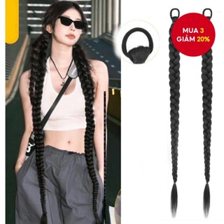 100cm Nữ Dài Đen Đuôi Ngựa Bím Tóc Giả Sợi Nhiệt Độ Cao Đuôi Ngựa Tóc Nối Dài