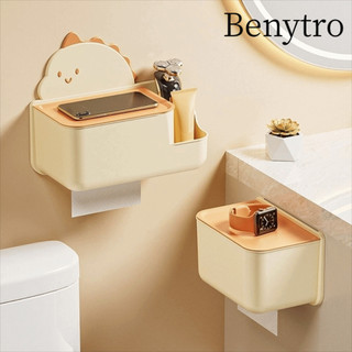 Hộp đựng khăn giấy vệ sinh BENYTRO, Hộp đựng khăn giấy treo tường chống nước đa chức năng, Thùng Carton Khủng long treo tường Không đục lỗ Giá giấy chống gỉ Sử dụng tại nhà
