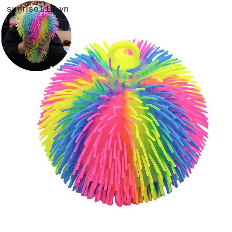 SR Beauty Rainbow Sensory Puffer Ball – Đồ chơi giảm căng thẳng 22cm / 8.5 "có họa tiết phồng và dây