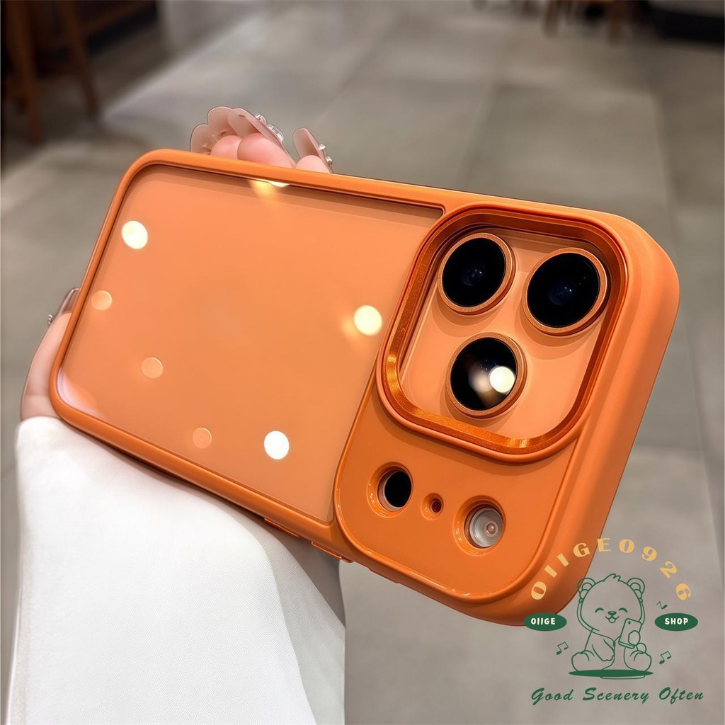 【 Ốp lưng iPhone17 】 Màu cam chống rơi cảm giác da Vỏ điện thoại iphone17 Pro Max 16 15 14 13 12 cho