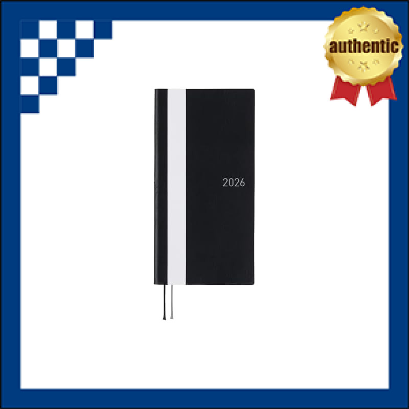 Hobonichi Techo 2026 Weeks White Line/Black, Starts in January, Weekly Planner, Weekly Left, Slim Ve
