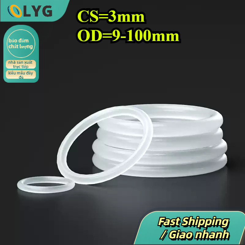 Giao Hàng Nhanh Vòng Đệm Silicon Trắng CS3mm OD9-100mm Cấp Thực Phẩm / White Food Grade Silicone O-R