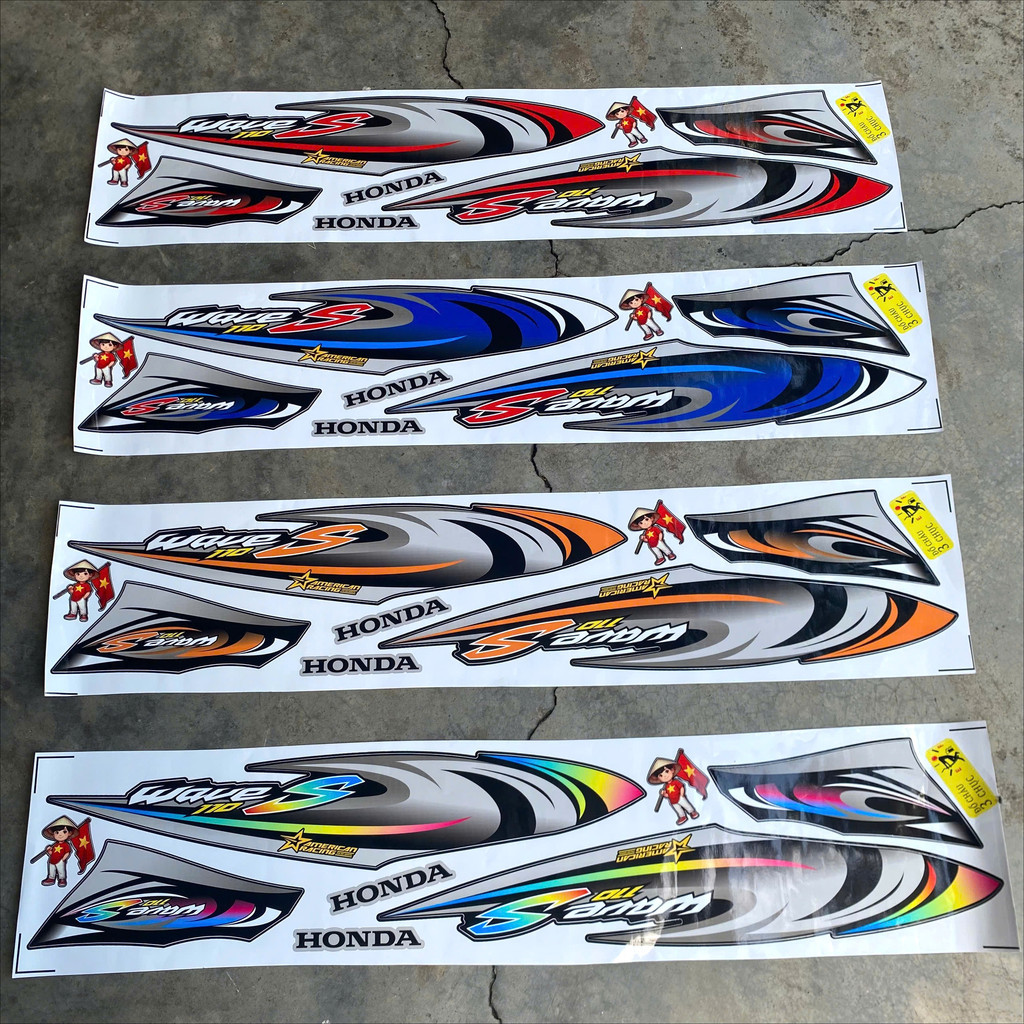 Tem Xe Wave Alpha Loại Tem 3 Lớp Mẫu Wave S Mới 2025 Đủ Màu Sắc Dán Wave 50/100/110 - Tem Dán Xe Máy