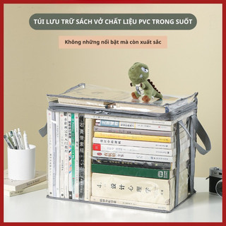  Túi đựng lưu trữ sách vở truyện thú bông chất liệu PVC trong suốt có khóa kéo dễ quan sát chống bụi bẩn 