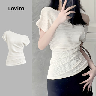 Lovito Áo Sơ Mi Nữ Trơn Xếp Ly Thường Ngày Mùa Hè/xuân L132AD936