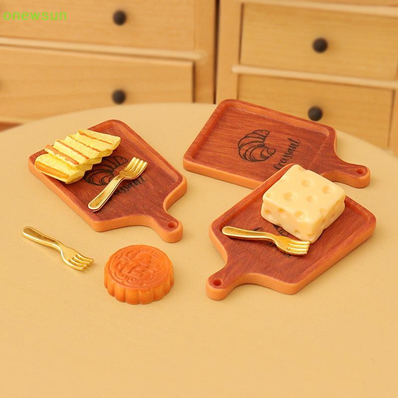 Onewsun 1 Bộ Nhà Búp Bê Thu Nhỏ Bữa Sáng Bánh Mì Mini Waffle Bacon Bagel Đất Sét Thức Ăn Cho Búp Bê 