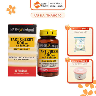 Viên Uống MASON NATURAL TART CHERRY 500MG Hỗ Trợ Giảm Acid Uric Trong Máu, Giảm Các Triệu Trứng Xương Khớp Do Gout 90v