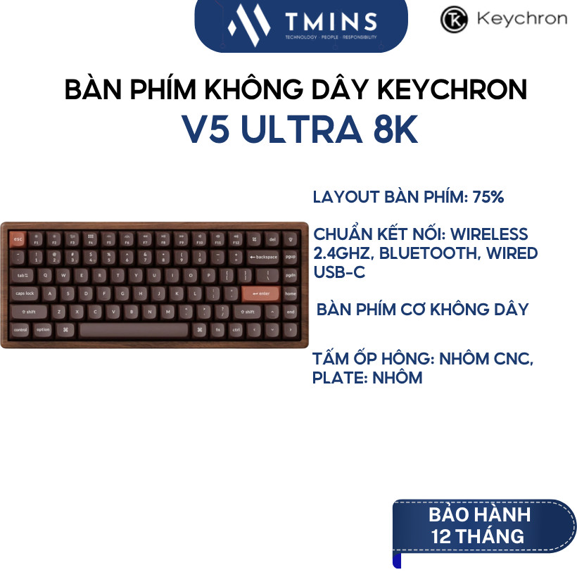Bàn phím không dây Keychron K2 HE Wood Special Edition Hot-swappable RGB  - Hàng chính hãng