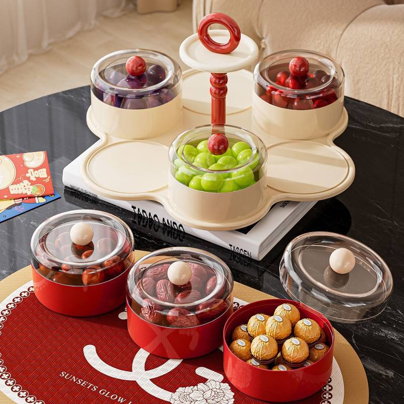 Dopamine Candy Box Household Dried Fruit Plate Rotating Seal Candy Storage Box m5vk