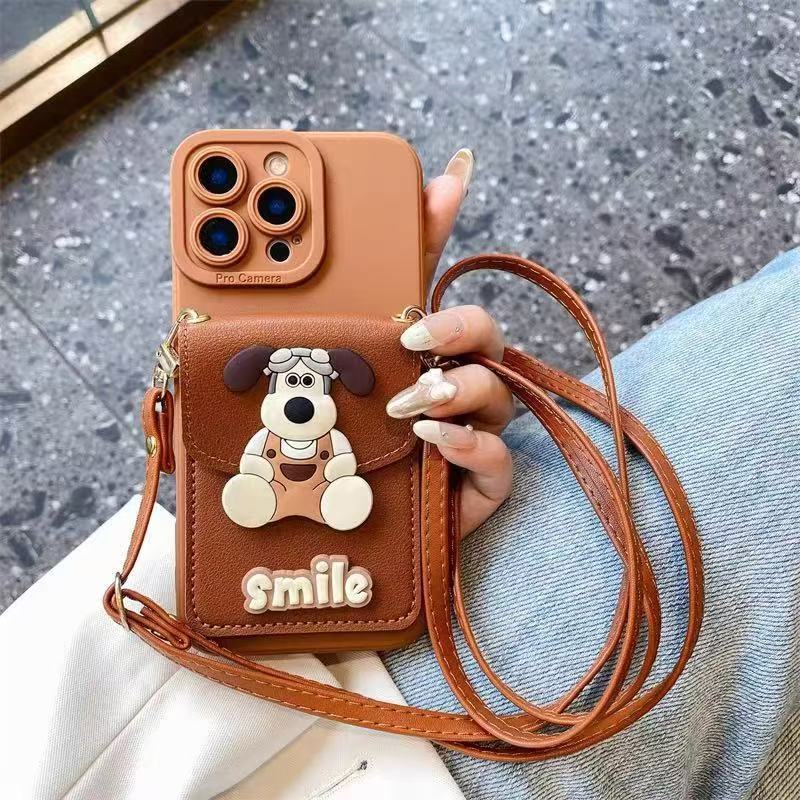Smile Shopkeeper Dog Coin Purse iPhone15promax iPhone Case 16 / 13 Soft 15pro Crossbody xs2026-6-11