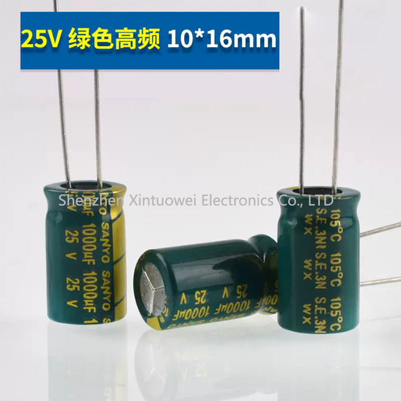 (20 Cái) Tụ Điện Phân Nhôm 25V1000UF 10x16mm Tần Số Cao Thấp Điện Trở 1000UF25V LCD Nguồn Điện Bo Mạ