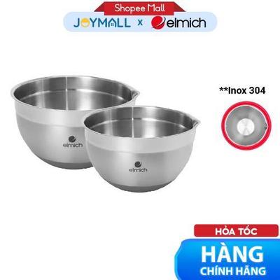 Tô Bát Trộn Inox304 Elmich EL8445 EL8446, Hàng Chính Hãng, Sz20-24cm, Lòng Sâu, Có Miệng Rót-JoyMall