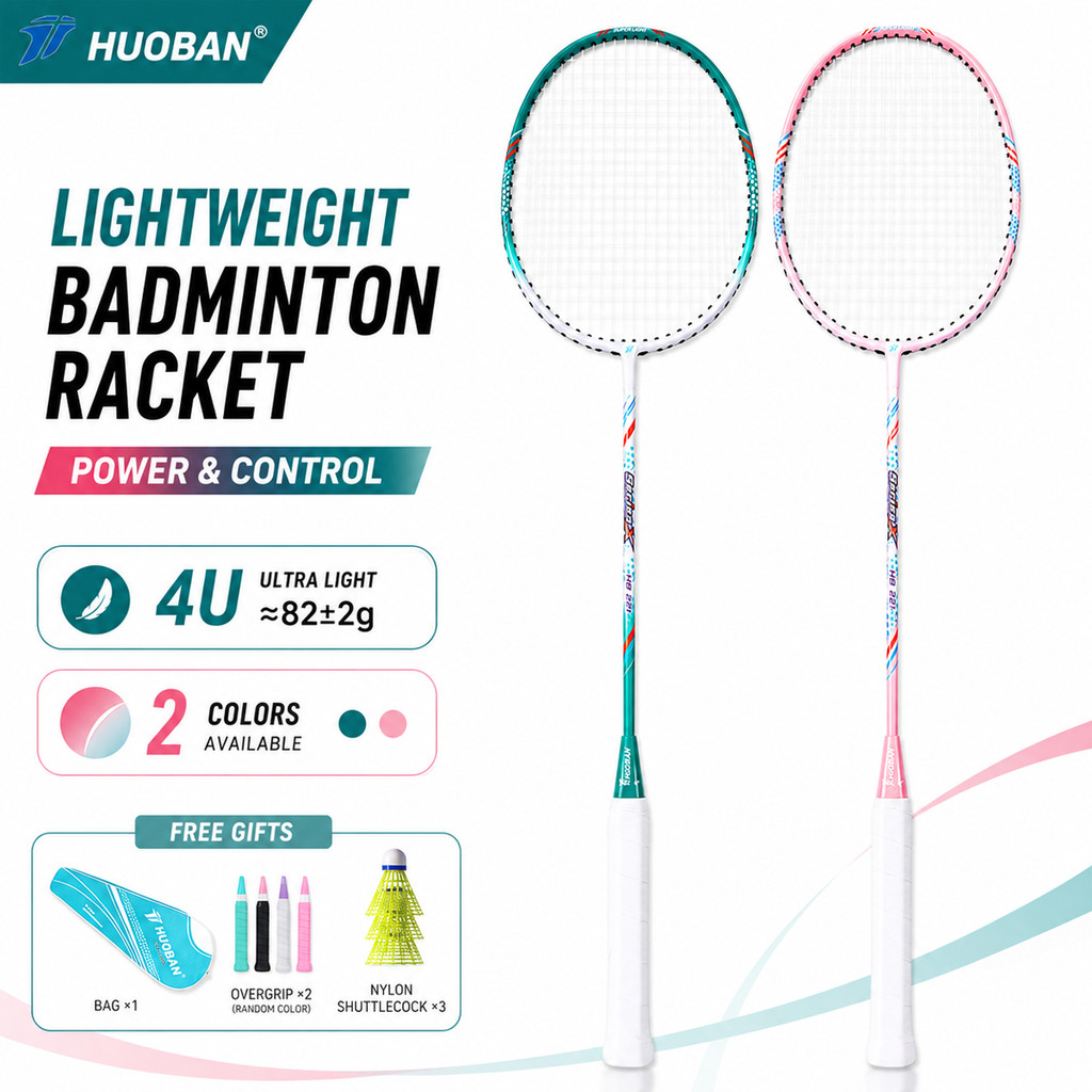[HUOBAN] Vợt Cầu Lông Nhẹ 105g Hợp Kim Titan Vợt Cầu Lông 18Lbs Vợt Huấn Luyện Cầu Lông Thích Hợp Ch