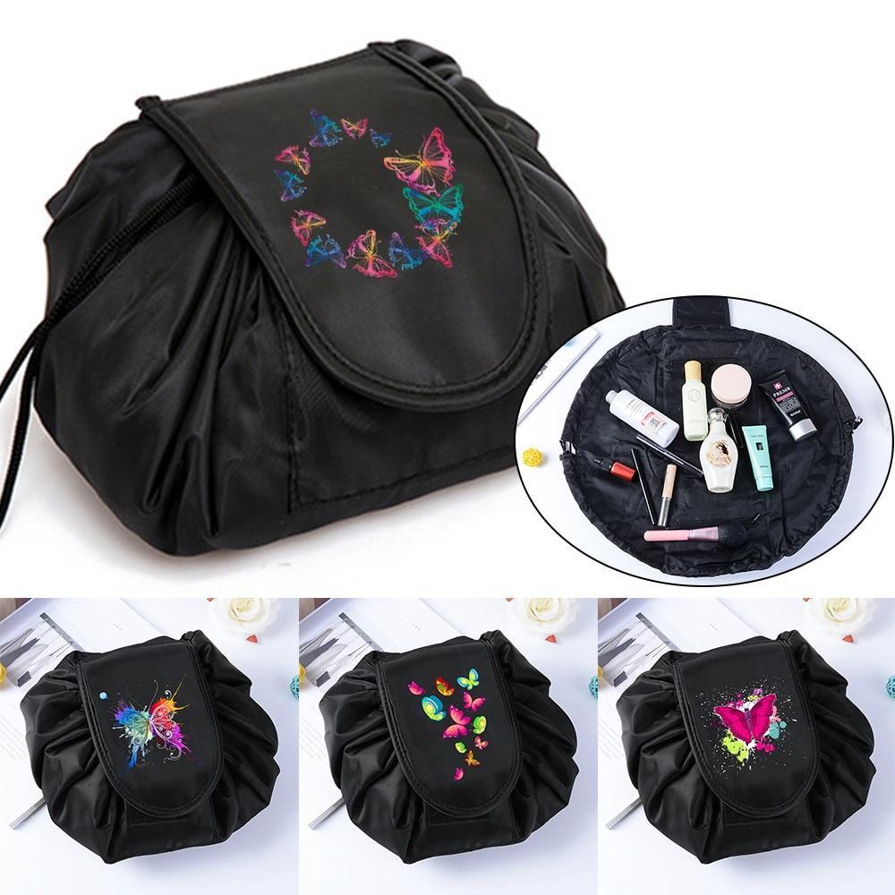 Women Drawstring Cosmetic Bag Travel Storage Makeup Bag Organizer Make Up Pouch Portable Butterfly T